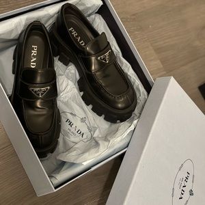 Prada Brushed leather Monolith loafers